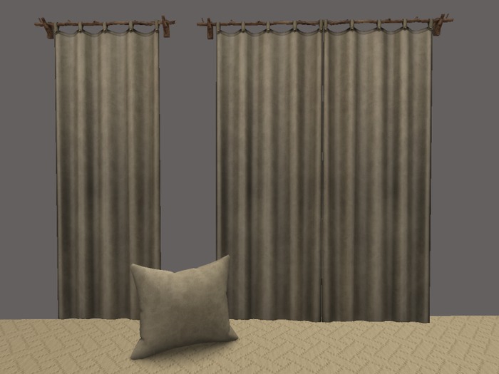 Leather Curtain4 on Branch Rod & Pillow