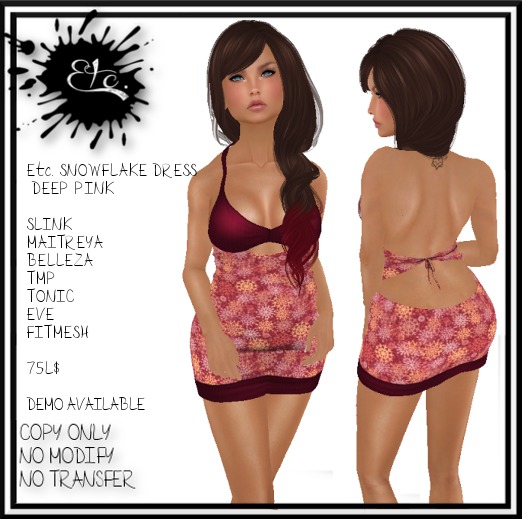 Etc. SNOWFLAKE DRESS DEEP PINK