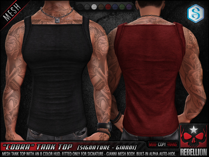 = REBELLION = "COBRA" TANK TOP - DEMO