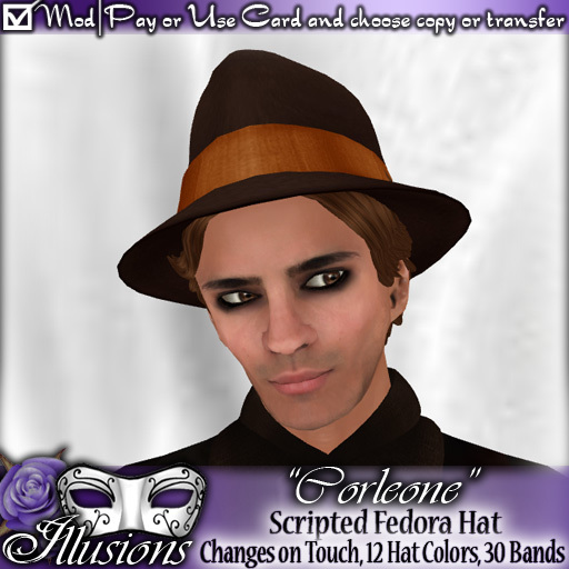 *~*Illusions*~* "Corleone" Fedora Hat (Changes Texture!)