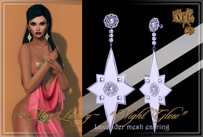 ~ML~ 'Night Glow' (Mesh Earring) - Lavender