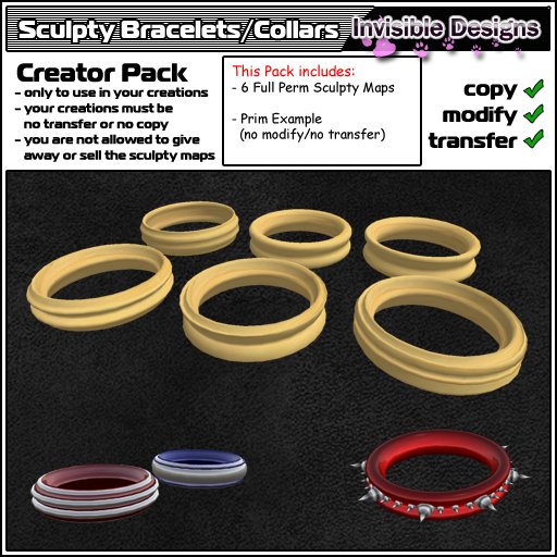 Invisible Designs - 6 Sculpted Bracelets Collars