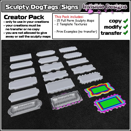 Invisible Designs - Sculpty DogTags / Signs BigPack