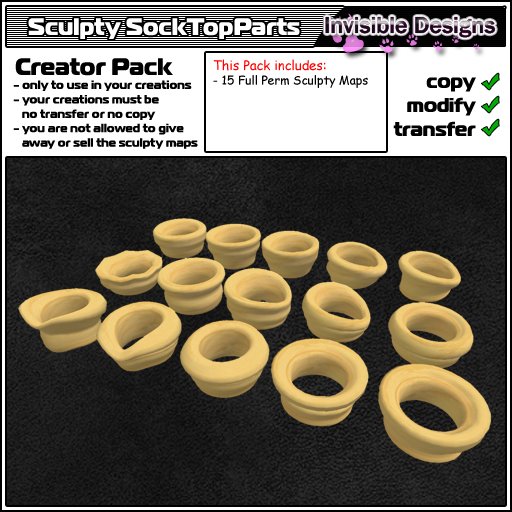 Invisible Designs - 15 Sculpted Sock Top Parts
