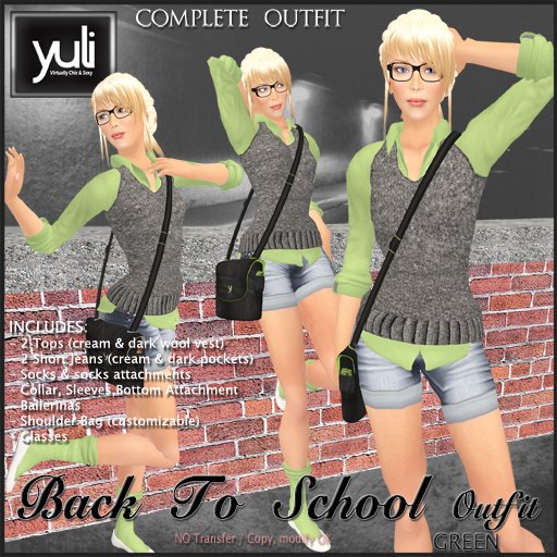 (Yuli) Back To School Complete Outfit GREEN