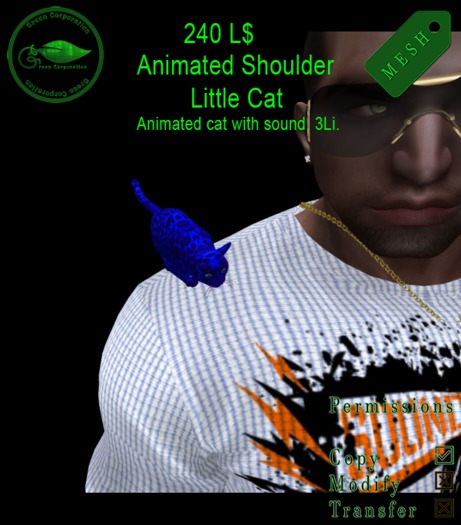 Animated Mesh Shoulder Blue leopard cat