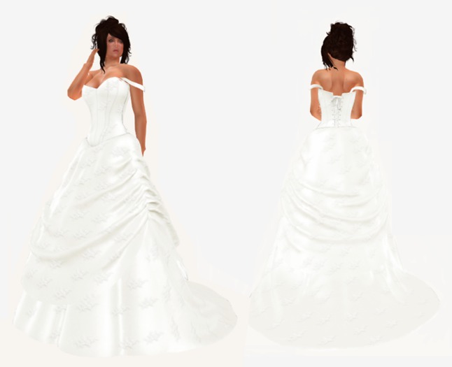 Mesh_ Off Shoulder Strap Ball Gown Wedding Dress