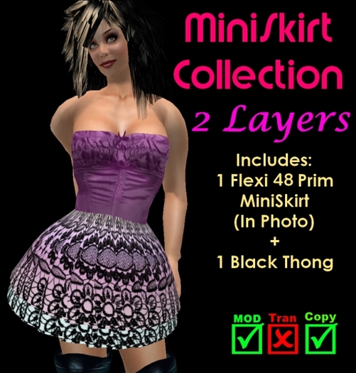 MiniSkirt (B) Lace Layered 23-BL