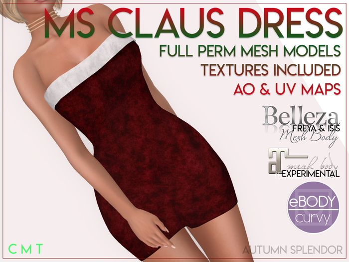 ::AS:: Full Perm Mesh Christmas Dress :: Christmas 2017