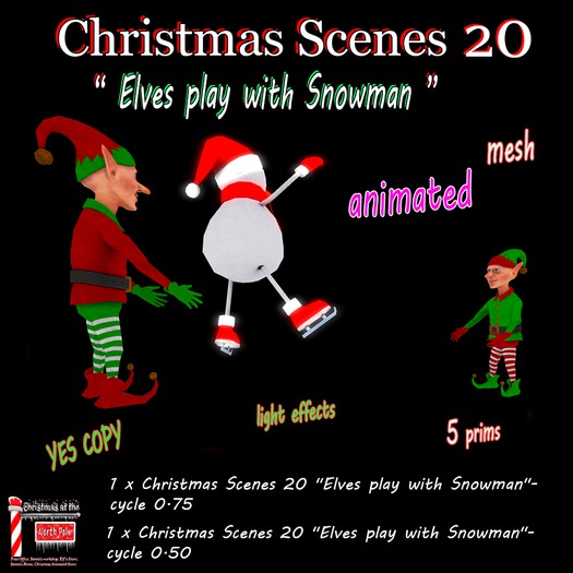 Christmas Scenes 20 "Elves play with Snowman" - BOX