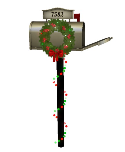 MM Christmas Mailbox with Wreath and Lights