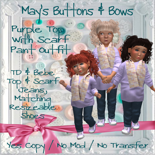 MBB * Purple Top with Scarf Pant Outfit (K,B&Bebe)