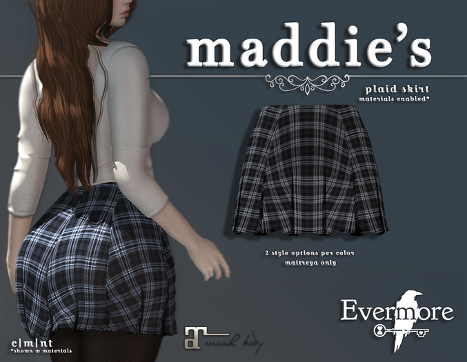 evermore. maddie's // plaid skirt (pewter) - maitreya