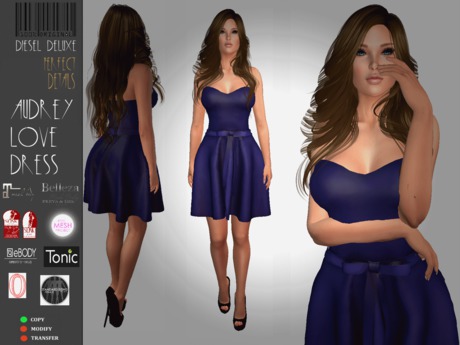 Second Life Marketplace - [DIESELdeluxe] Audrey Love Dress Blue