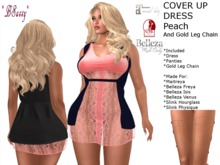 *BSASSY* COVER DRESS PEACH WITH GOLD LEG CHAIN 