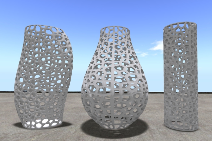 3 vases mesh 4 prim each