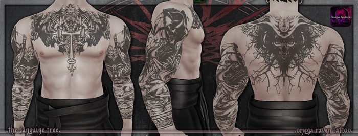 Second Life Marketplace - [ t.s.t ] Omega Raven Tattoo [ WEAR & CLICK ]