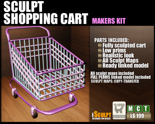 -[iSculpt] Full perms Sculpt Shopping Cart - Sculpt Maps - Makers Kit [BOXED]