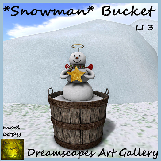 *Snowman* Bucket B - Winter decor - Snowy bucket with snowman