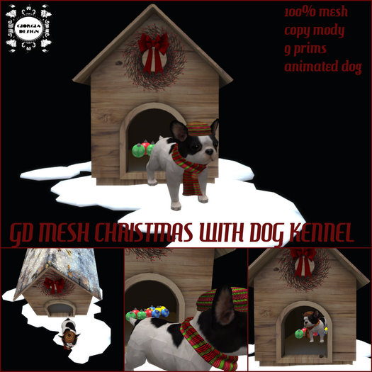 GD MESH CHRISTMAS WITH DOG KENNEL