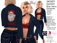 *BSASSY* HOLIDAY JACKET OUTFIT BLUE MERRY XMAS