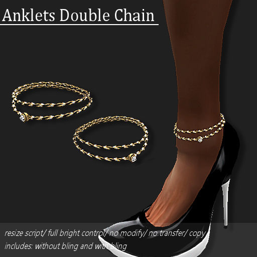 Anklet DoubleChain W/Diamond Gold -RYCA-