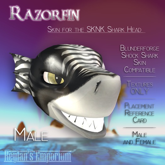 -Reylan's Emporium- SKNK Razorfin Shark Head Textures (Grey)
