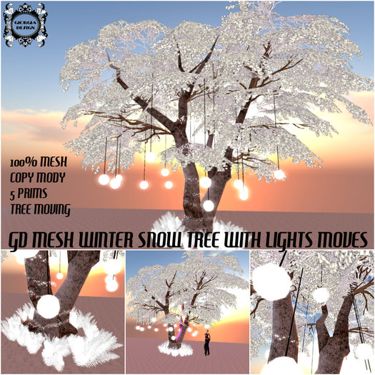GD MESH WINTER SNOW TREE WITH LIGHTS MOVES