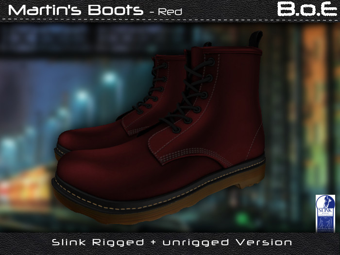 B.o.E - Martins Cowhide Leather Boots Red