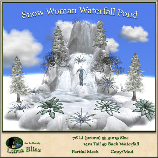 Snow Woman Waterfall Pond