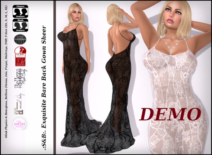 .:S&B:. Exquisite Bare Back Gown Sheer Demo