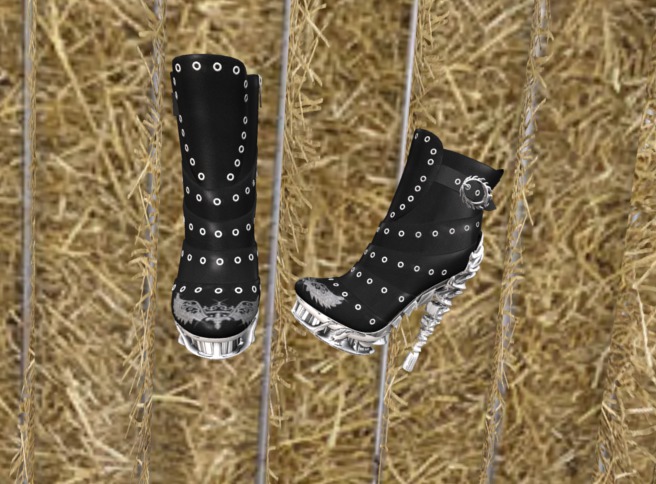 Raven Heel Boots ( Strass Wings ) Boxed