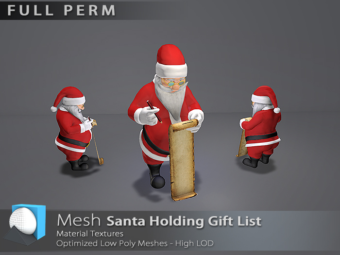 [Prim 3D] - Santa Holding Gift List "FULL PERM"