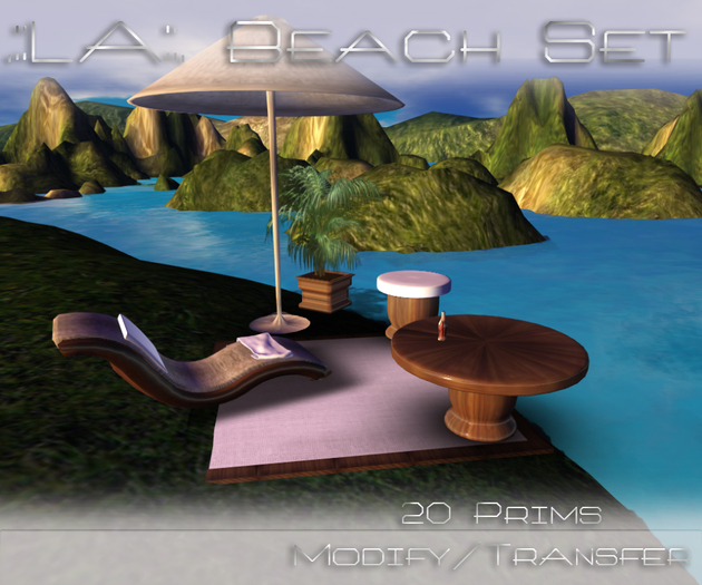 .::LA::. Beach Set-Sunbed-Stool-Rug-Plant-Table