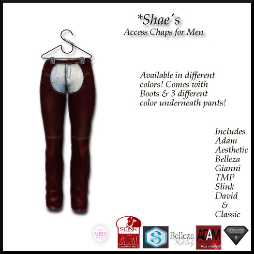 *Shae's Access Chaps MALE Maroon