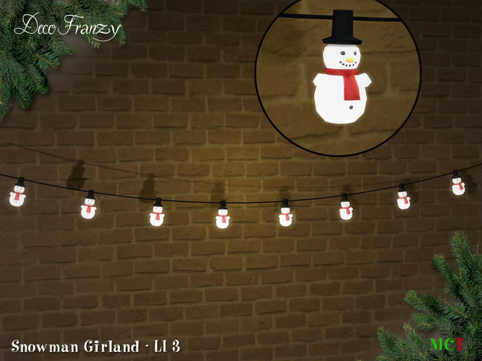 ~DecoFranzy~ Snowman Garland Mesh (MC)