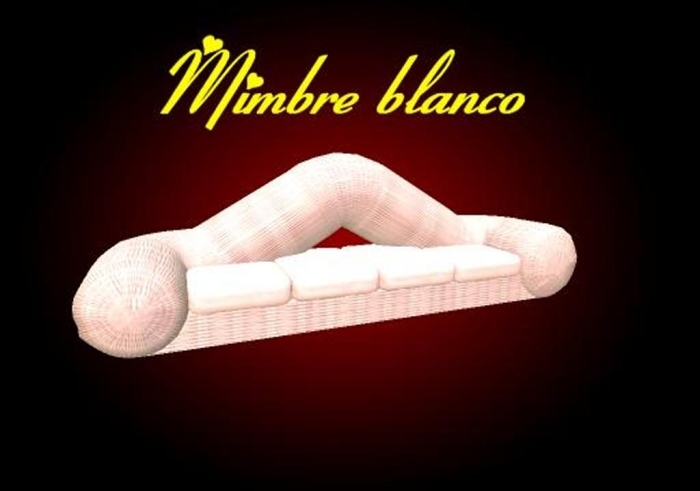 Sofa Tubo Mimbre Blanco