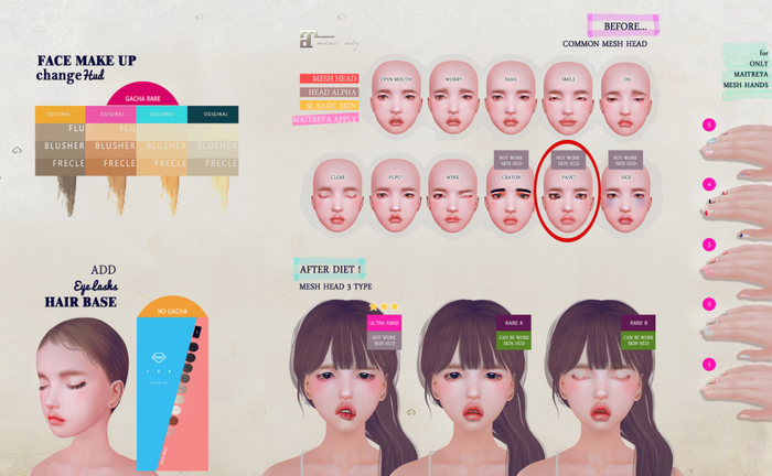 . offbeat . Mesh Head Gacha : Hannah (paint) Boxed