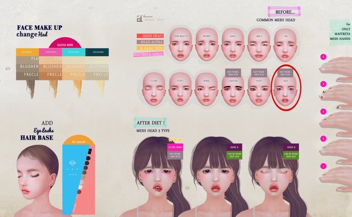 . offbeat . Mesh Head Gacha : Hannah (sick) Boxed