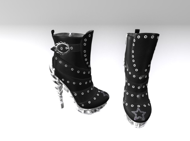 Raven Heel Boots ( Strass Star ) Boxed