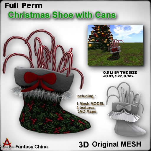 FC- Full Perm Mesh Christmas Shoe / Stocking with Cans bp