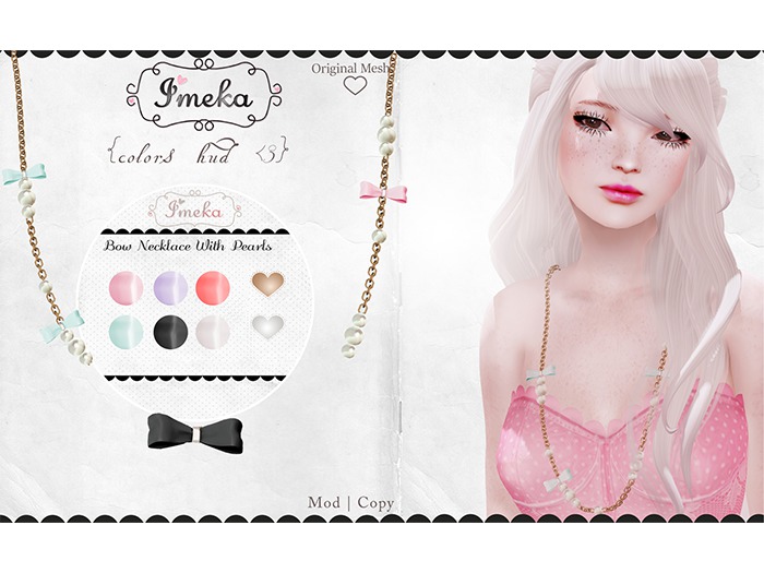 {Imeka}  Bow Necklace With Pearls