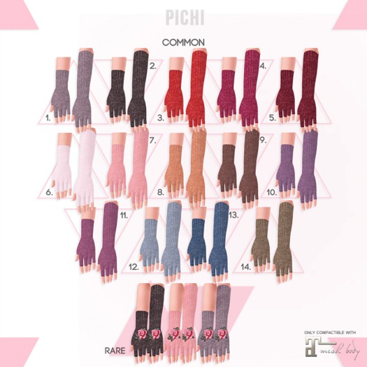 PICHI - Knit Fingerless Gloves 10 (Maitreya Appl)