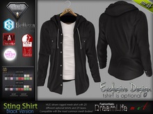 STING BLACK Male Open Sweatshirt with T- Shirt MESH - ADAM, AESTHETIC, SIGNATURE, SLINK, TMP, JAKE - FashionNatic