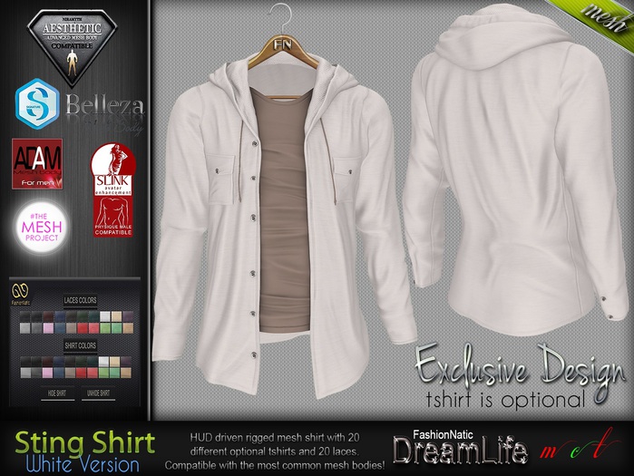 FashionNatic - STING WHITE Single Color Hoodied Jacket