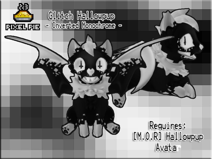 PIXEL PIE - Glitch Hallowpups - Inverted Monochrome