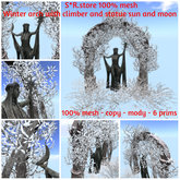 S*R.store Winter arch with climber and statue sun and moon