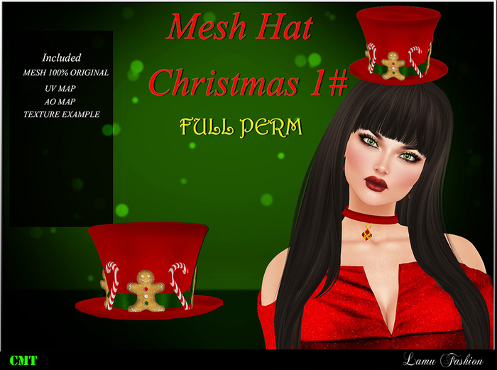 -Lamu Fashion-Mesh Hat Christmas #1 FULL PERM