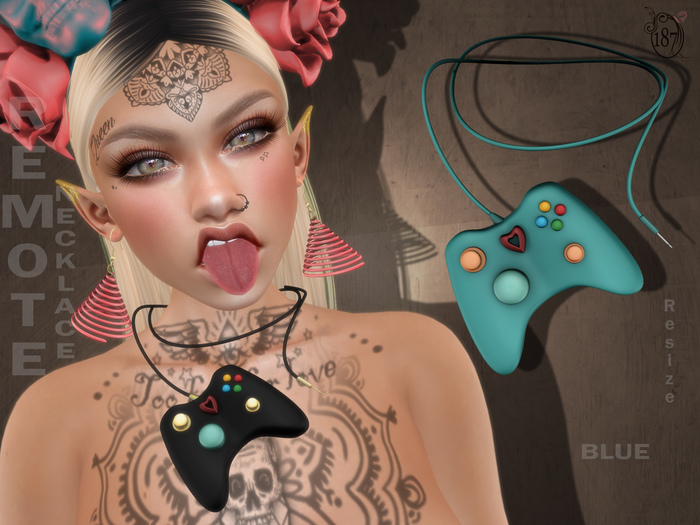 #187# Remote Necklace Blue BOX (Add Me)