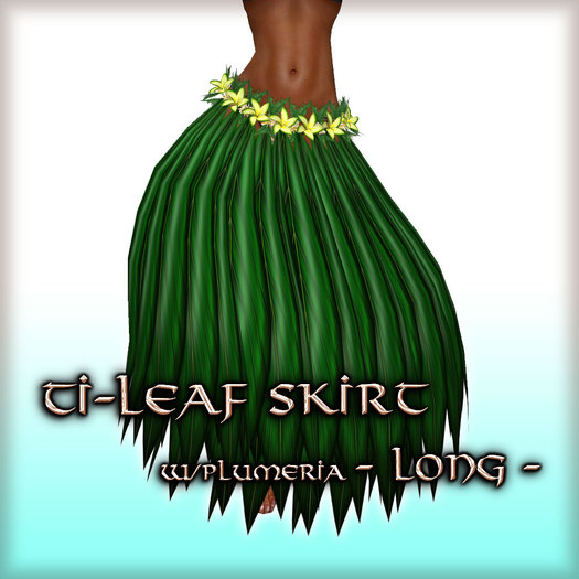 * Charmed * Hula Ti-Leaf Skirt w/Plumeria (Long) Peridot
